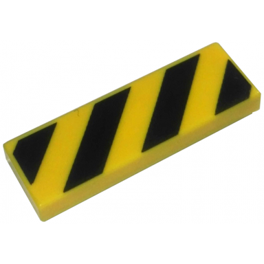 yellow tile 1 x 3 with black danger stripes pattern
