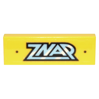 yellow tile 1 x 3 with bright light blue black and white znap logo pattern sticker - set 80036