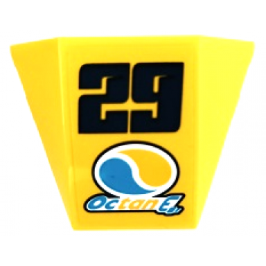 yellow wedge 4 x 3 triple curved no studs with black number 29 octan logo and octan e pattern sticker - set 60256
