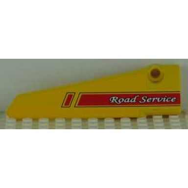 yellow technic panel fairing 6 long smooth side b with red and black stripes and road service pattern sticker - set 8109