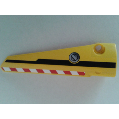 yellow technic panel fairing 6 long smooth side b with danger stripes black line and filler cap pattern sticker - set 8053