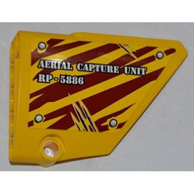 yellow technic panel fairing 14 large short smooth side b with aerial capture unit rp-5886 on dark red tiger stripes pattern sticker - set 5886