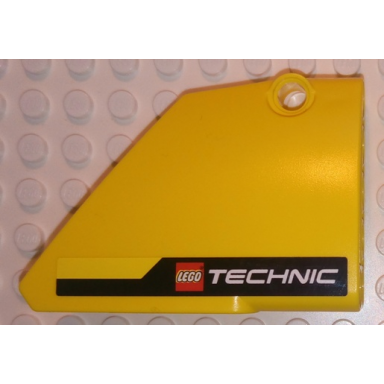 yellow technic panel fairing 14 large short smooth side b with black stripe and lego technic logo pattern sticker - set 8069