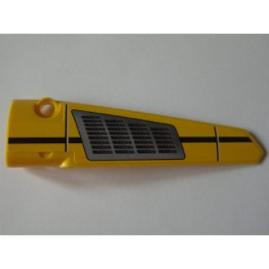 yellow technic panel fairing 5 long smooth side a with black line and grille pattern sticker - set 8043