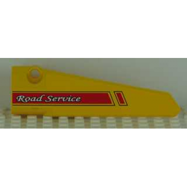 yellow technic panel fairing 5 long smooth side a with red and black stripes and road service pattern sticker - set 8109
