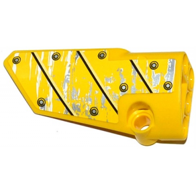 yellow technic panel fairing 3 small smooth long side a with black lines 8 bolts and white and silver spatters pattern sticker - set 42028