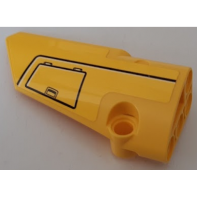 yellow technic panel fairing 3 small smooth long side a with hatch with handle and black line pattern sticker - set 42121