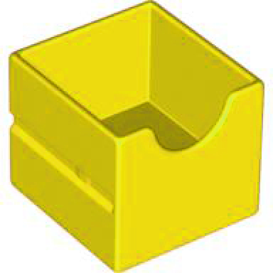 yellow duplo furniture drawer 2 x 2 with semicircle cutout