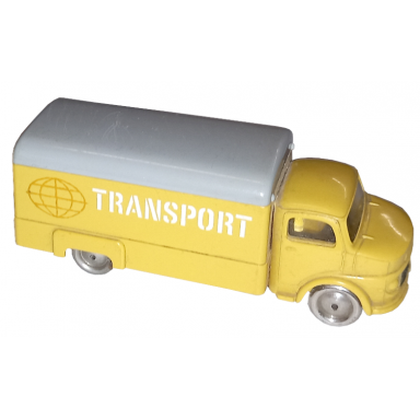 yellow ho scale mercedes box truck with gray top