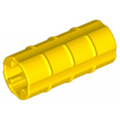 yellow technic axle connector 2l ridged with x hole x orientation