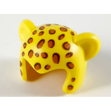 yellow minifigure headgear cap cat with dark orange leopard spots pattern