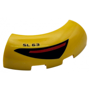 yellow brick round corner 3 x 3 without studs with black and red taillight and sl 63 pattern