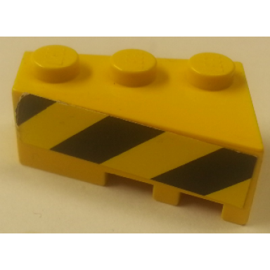 yellow wedge 3 x 2 left with black and yellow danger stripes pattern sticker - sets 8431 8438 8460