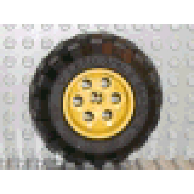 yellow wheel 36.8mm d x 26mm vr with axle hole with black tire 56 x 30 r balloon 6595 32180