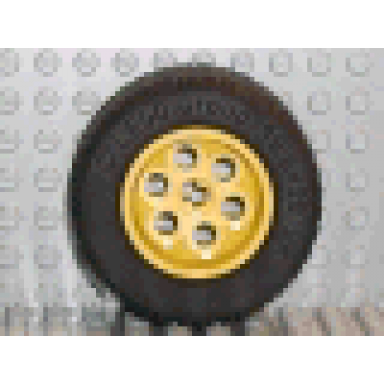 yellow wheel 36.8mm d x 26mm vr with axle hole with black tire 49.6 x 28 vr 6595 6594