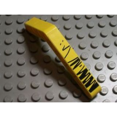 yellow technic liftarm modified bent thick 1 x 9 6 - 4 with black scribbled lines pattern model left side sticker - set 8414