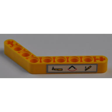 yellow technic liftarm modified bent thick 1 x 9 6 - 4 with crane arm movement pattern sticker - set 8421