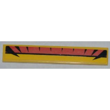 yellow tile 1 x 6 with red black and yellow lines and 10 black triangular shapes pattern sticker - set 8228