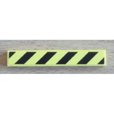 yellow tile 1 x 6 with black and yellow danger stripes pattern sticker - set 8424