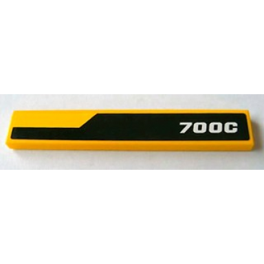 yellow tile 1 x 6 with black line and white 700c pattern model left side sticker - set 8069