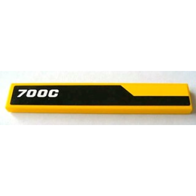 yellow tile 1 x 6 with black line and white 700c pattern model right sticker - set 8069