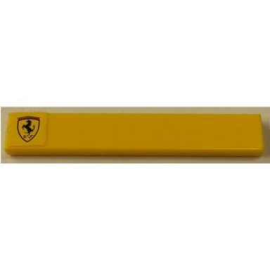 yellow tile 1 x 6 with ferrari logo on yellow background pattern left sticker - set 8143