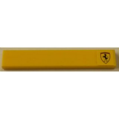 yellow tile 1 x 6 with scuderia ferrari logo on yellow background pattern right sticker - set 8143