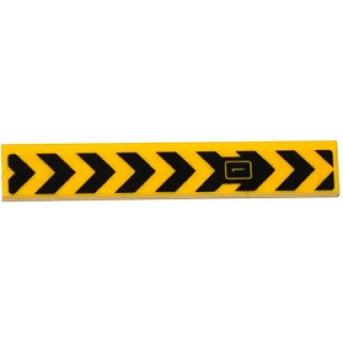 yellow tile 1 x 6 with black chevrons and number 1 in rectangle pattern sticker - set 76038
