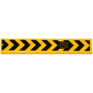 yellow tile 1 x 6 with black chevrons and number 2 in rectangle pattern sticker - set 76038