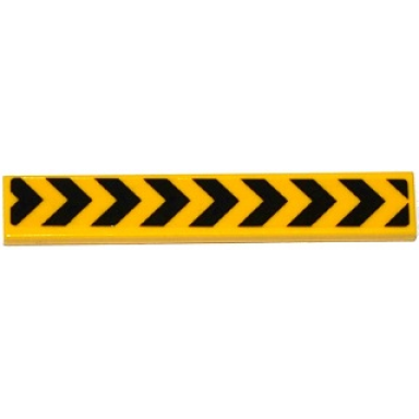 yellow tile 1 x 6 with 9 black danger chevrons pattern sticker - set 76038