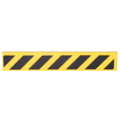 yellow tile 1 x 6 with black danger stripes on transparent background pattern sticker - set 75828