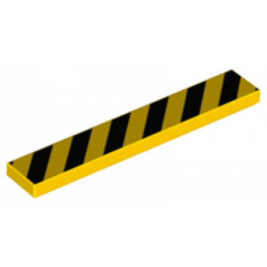 yellow tile 1 x 6 with black danger stripes pattern