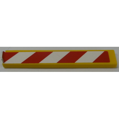 yellow tile 1 x 6 with red and white danger stripes pattern model left side sticker - set 42009