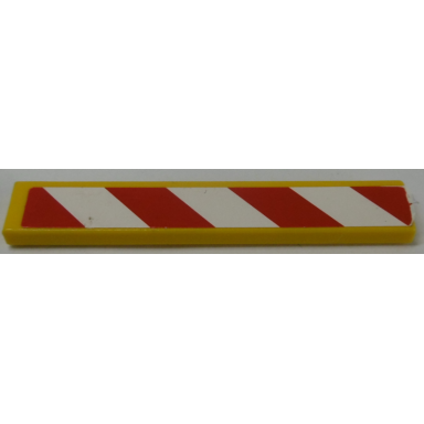 yellow tile 1 x 6 with red and white danger stripes pattern model right side sticker - set 42009