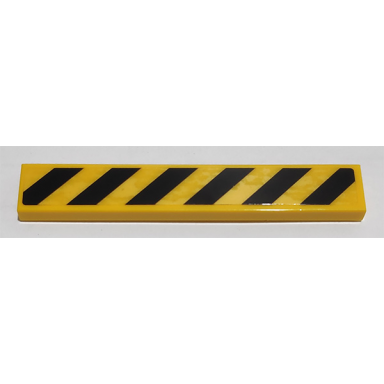 yellow tile 1 x 6 with black danger stripes on transparent background pattern sticker - set 76153