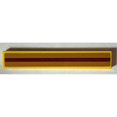 yellow tile 1 x 6 with dark brown stripe on medium nougat background pattern sticker - set 75978