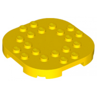 yellow plate modified 6 x 6 with rounded corners and 4 feet