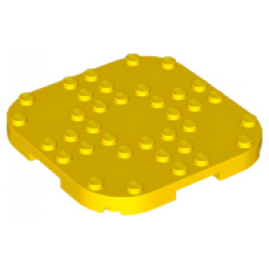 yellow plate modified 8 x 8 with rounded corners and 4 feet