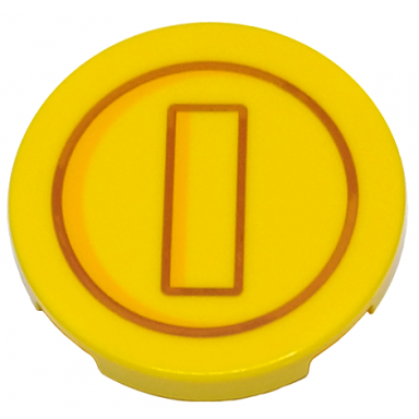 yellow tile round 3 x 3 with dark orange circle and rectangle with bright light orange highlights pattern super mario coin