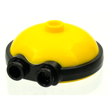 yellow minifigure head modified minion wide with molded black goggles pattern