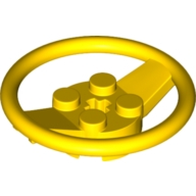 yellow vehicle steering wheel with 2 x 2 center and axle hole