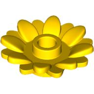 yellow plant flower 2 x 2 round with 16 petals sunflower with open stud