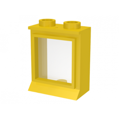 yellow window 1 x 2 x 2 with extended lip with glass hole in top