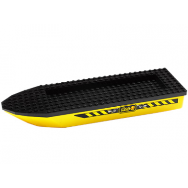 yellow boat hull unitary 32 x 10 x 1 2 3 with black top with res-q pattern