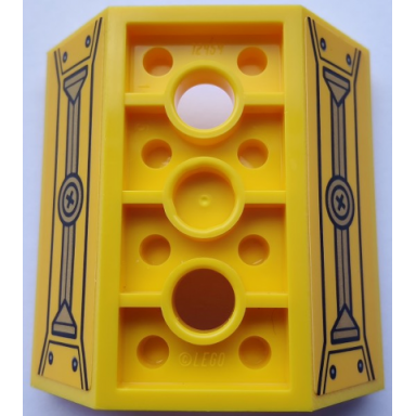 yellow slope inverted 45 4 x 4 double with 2 holes with plus sign gold and yellow hull plates and rivets pattern sticker - set 80012
