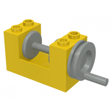 yellow string reel winch 2 x 4 x 2 with light gray drum