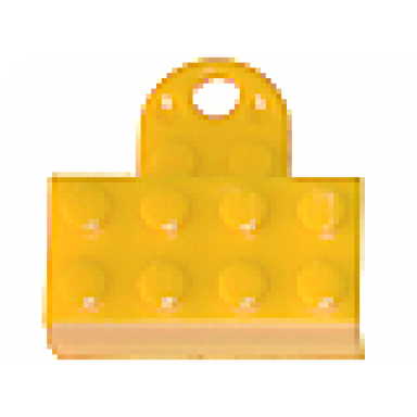 yellow magnet brick modified 2 x 4 sealed base with extension plate with 2 studs and hole
