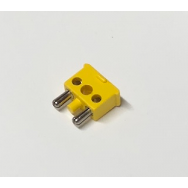 yellow electric connector 2-way male squared narrow long with center post