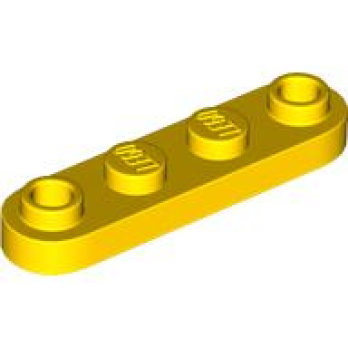 yellow plate round 1 x 4 with 2 open studs