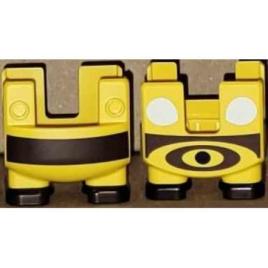 yellow large figure legs super mario overalls with molded dark brown shoes and printed dark brown stripe white wings and black dot pattern bee mario